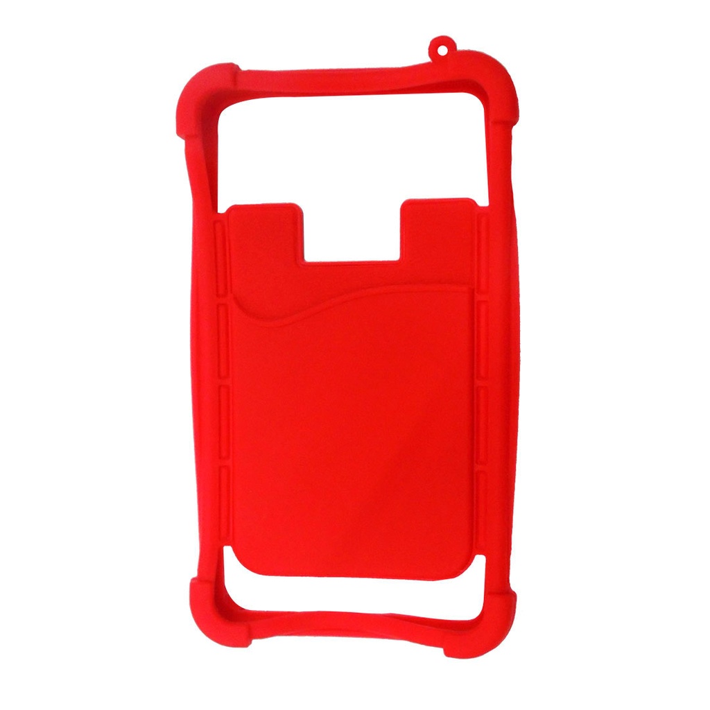 [P240706] Estuche, Silicón, Rojo,  Nd, Adaptable Con Porta Tarjeta,