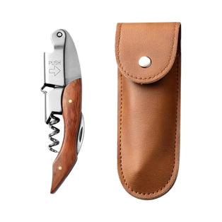 Sacacorcho Acero Inoxidable Cafe 120*29*16 Mm Multifuncional Con Navaja En Estuche