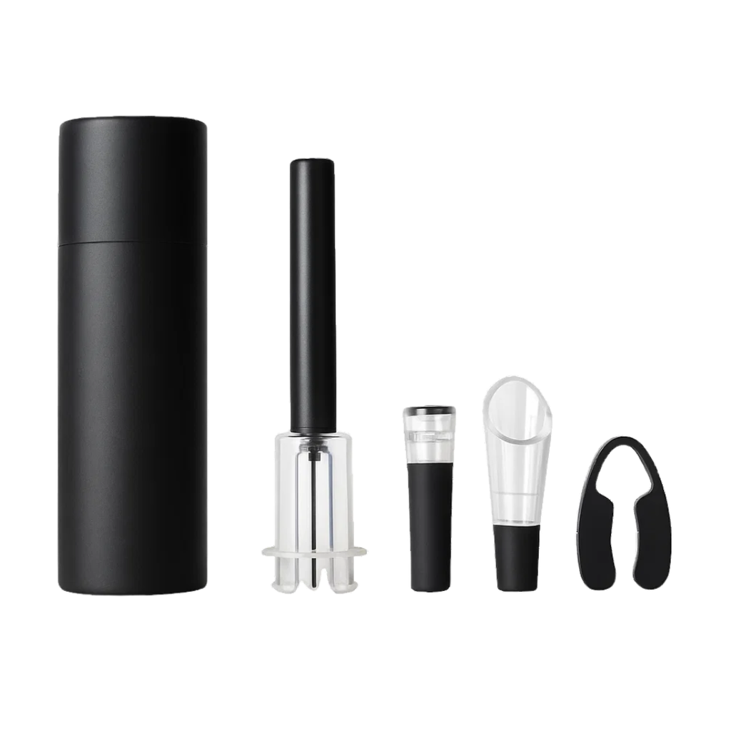 [P298154] Sacacorchos Plástico Negro 6*23 Set De 4 Pcs En Caja Tubo De Cartón