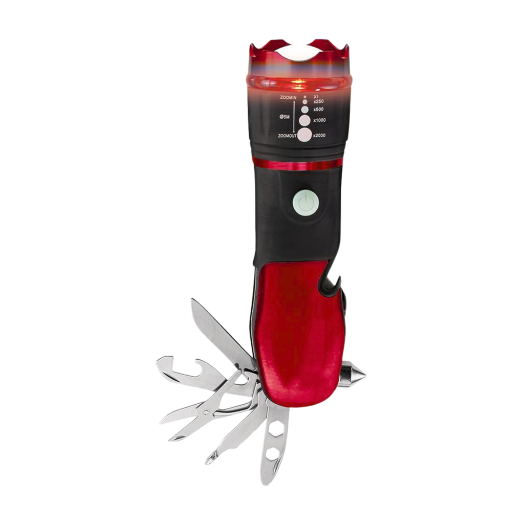 [H950445] LINTERNA ACERO INOXIDABLE ROJO 170*45 mm ARO DE COLOR MULTIFUNCIONAL