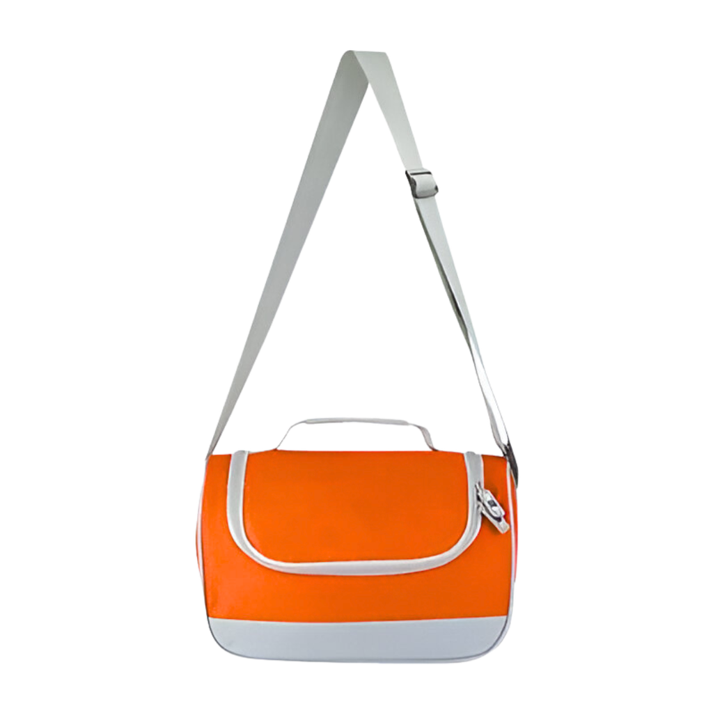 [P299007] LONCHERA, OXFORD, ANARANJADO, 29*15*20 cm, CLEAR ALUMINIZADA
