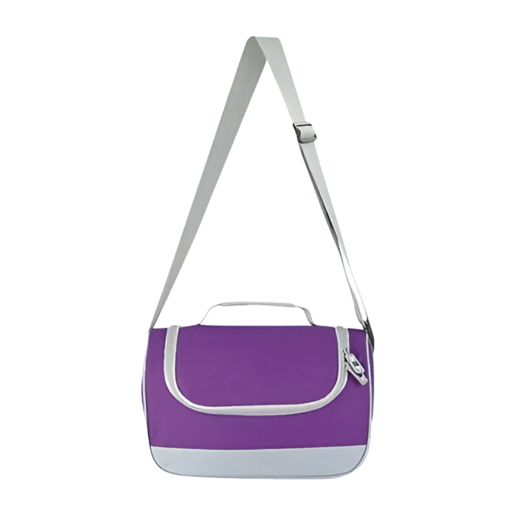 [P299008] LONCHERA, OXFORD, MORADO, 29*15*20 cm, CLEAR ALUMINIZADA