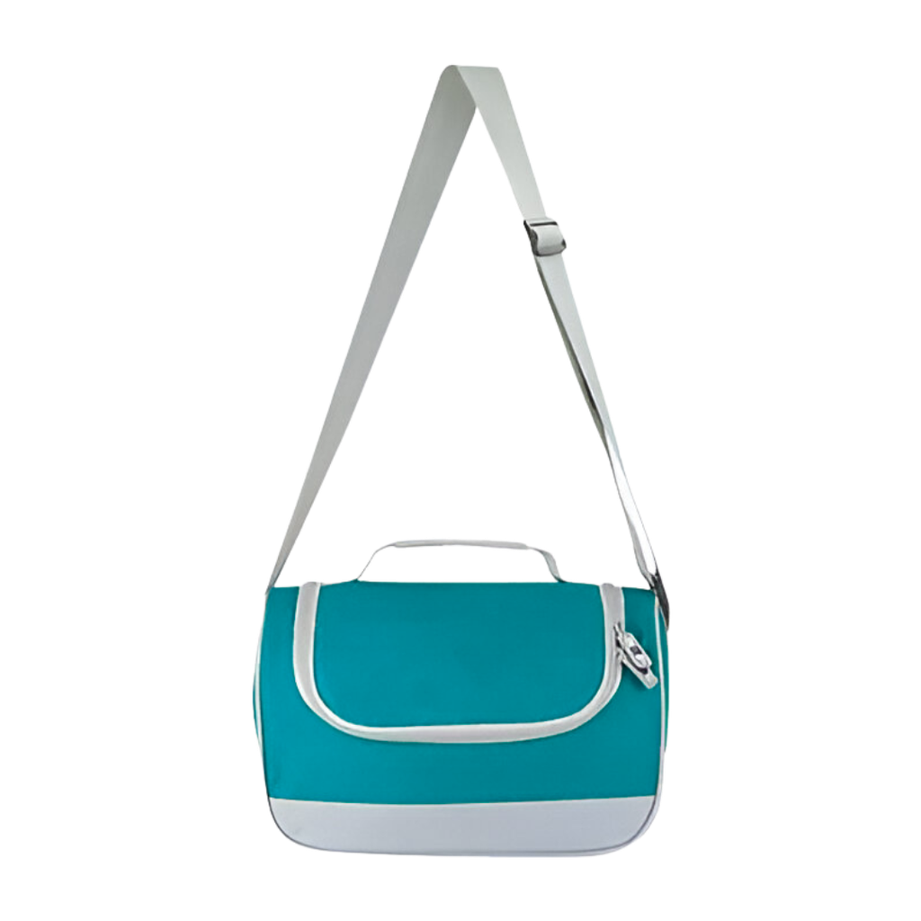 [P299009] LONCHERA, OXFORD, AQUA, 29*15*20 cm, CLEAR ALUMINIZADA