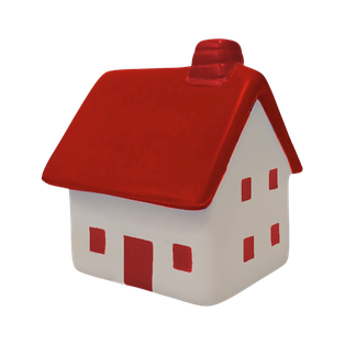 ANTIESTRES, PU, ROJO, 7*7*8 cm, FORMA DE CASA CON CHIMENEA