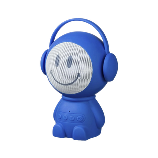 BOCINA, PLÁSTICO, AZUL, 9.5*8*15 cm, panda con carita