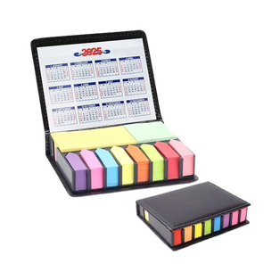 Talonario, PVC, negro, 12.5*10.5cm, post it rectangulares y señaladores
