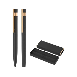 Lapicero, metal, negro, 17,4 x 5,3 x 2,3 cm, set 2 pcs clip gold rose