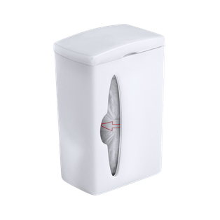 Dispensador de bolsas con clip para ajuste, plastico, 5 x 7.6 x 3.2 cm . Incluye 15 bolsas, Blanco