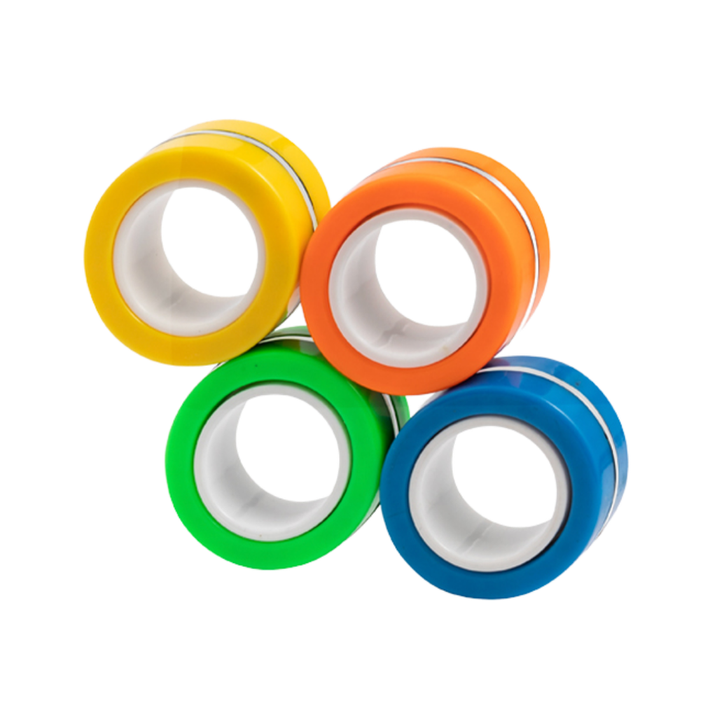 [P299164] Set de 4 Antiestrés en forma de anillos, 8 x 12 x 1.5 cm