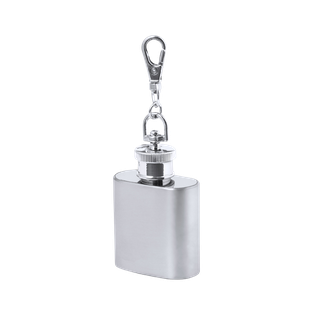 Llavero petaca,  acero inox, 30 ml, Plateado