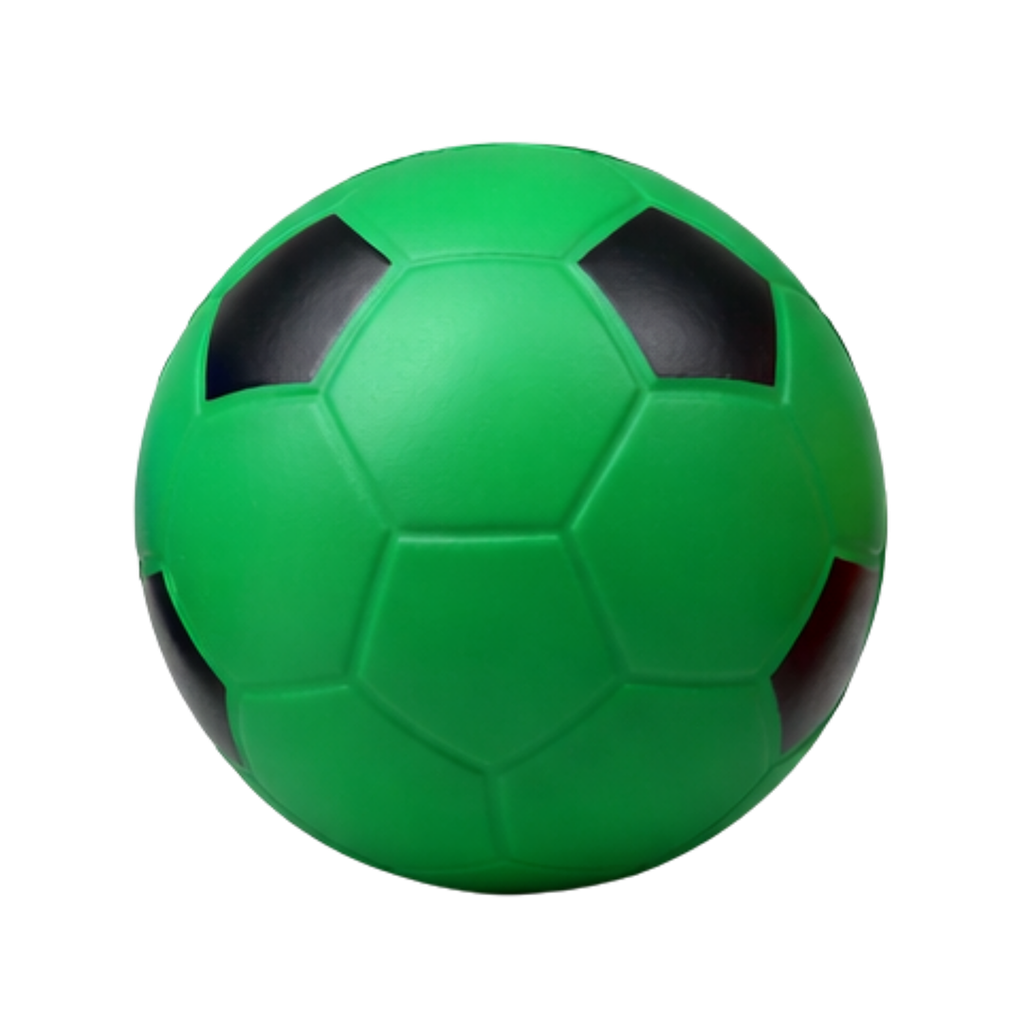 [P299254] ANTIESTRES, POLIURETANO, VERDE, 7 cm, pelota con paneles negros