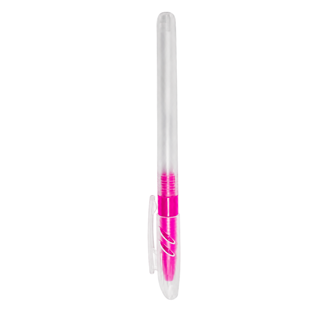 [P286012] lapiceros, plástico, fucsia, 12.5 centimetros, nevado con tapon
