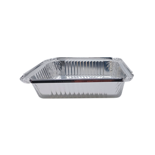 recipiente, aluminio, plateado, 19.5*14.5*4 centimetros, rectangular con tapa