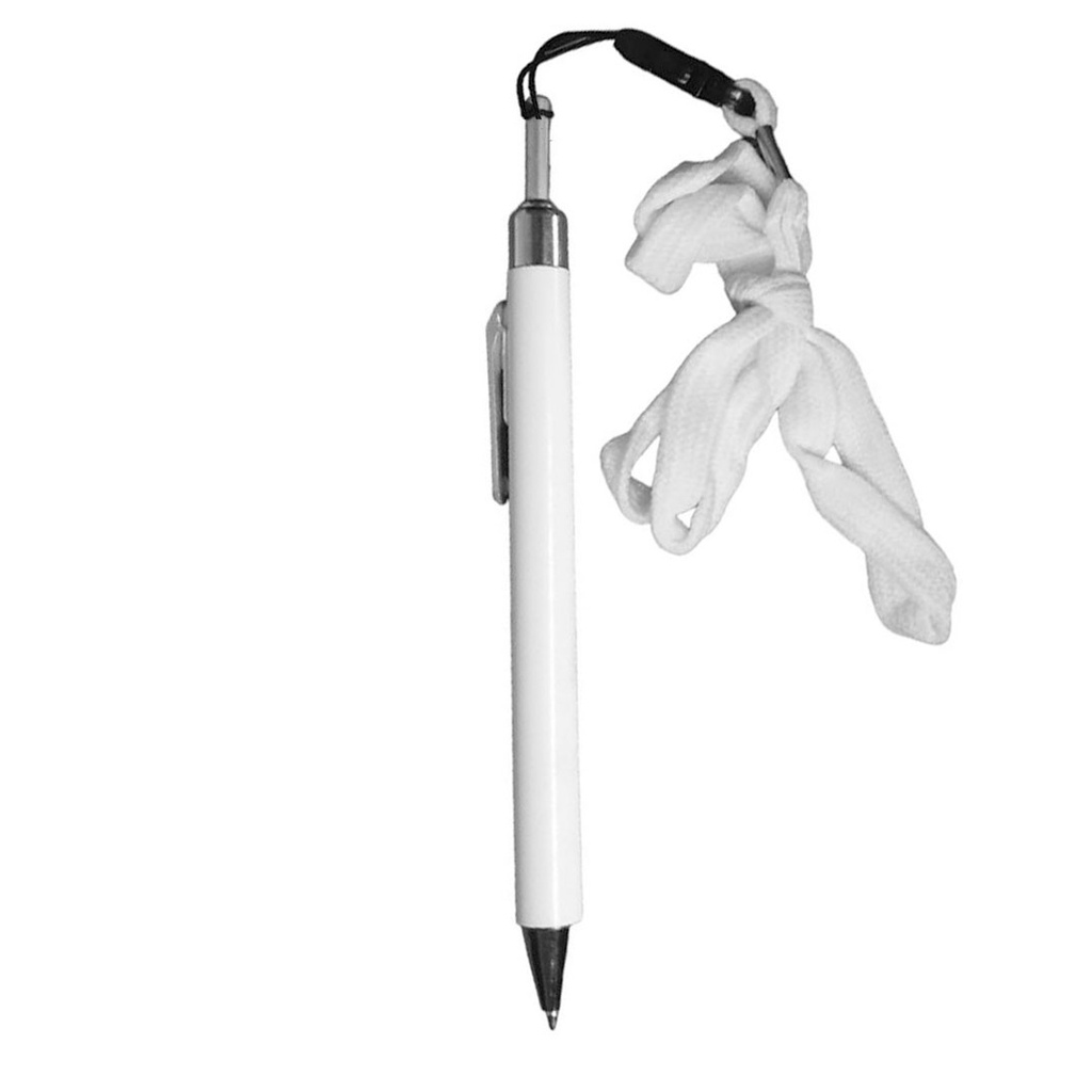 [P280173] lapiceros, plástico, blanco,  nd, con pita