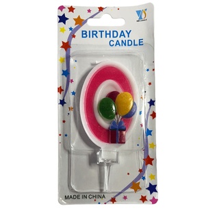 vela, , rosado, 8*14.5 centimetros, numero 0 con globos