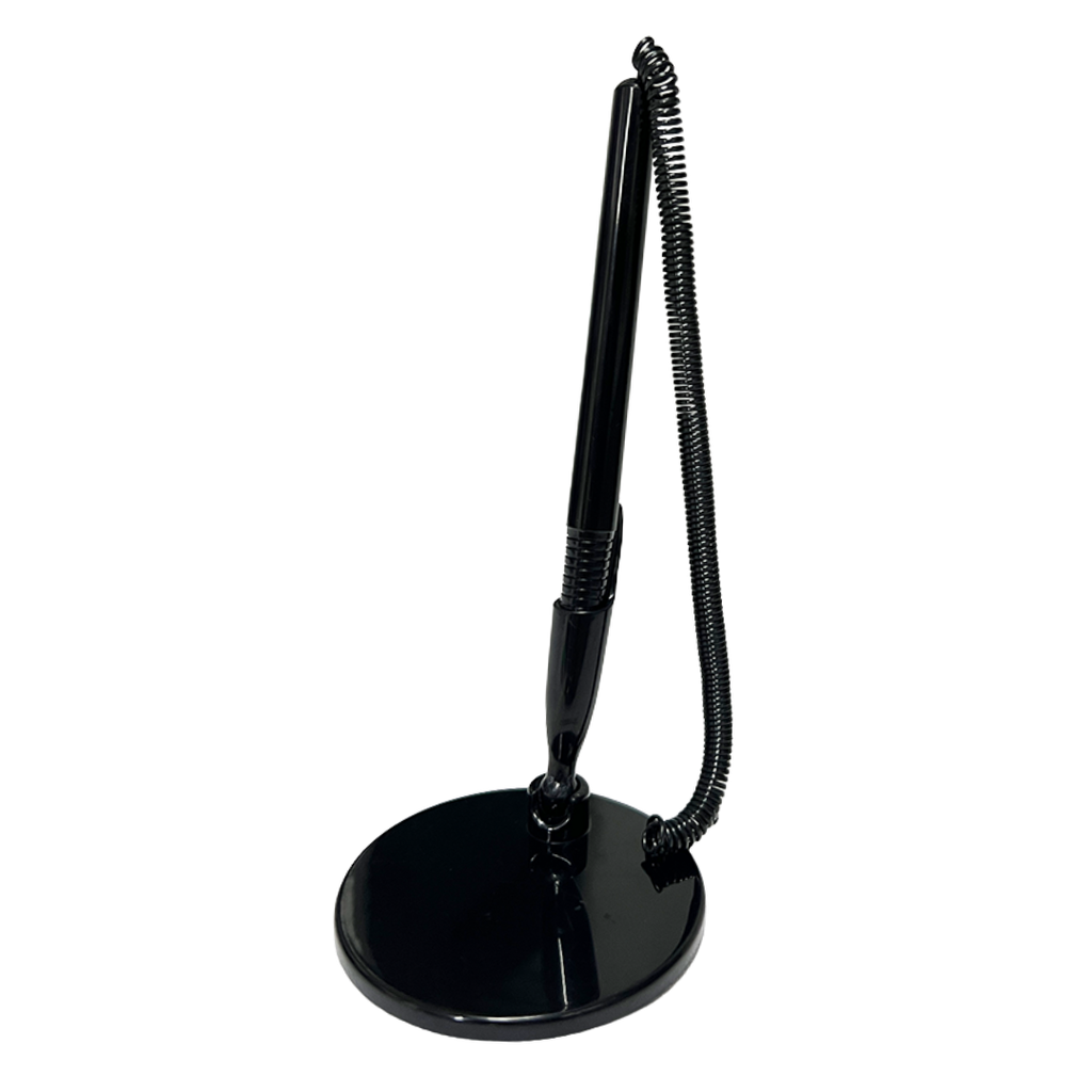 [P286037] lapiceros, plástico, negro, 15.5 cm bank con , base redonda 6.5 cm y resorte
