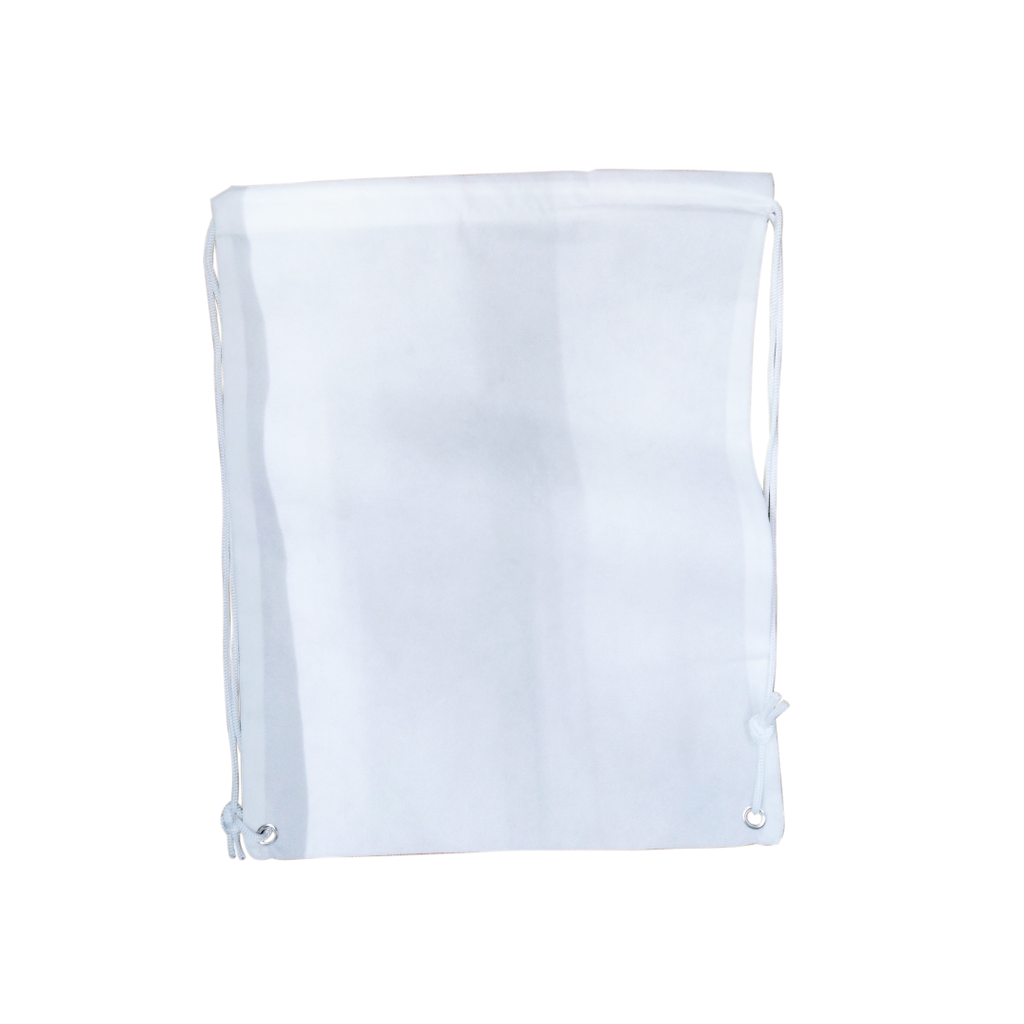 [P250173] bolsa tipo mochila, tela ecológica, blanco, 32*42 centimetros, cosida