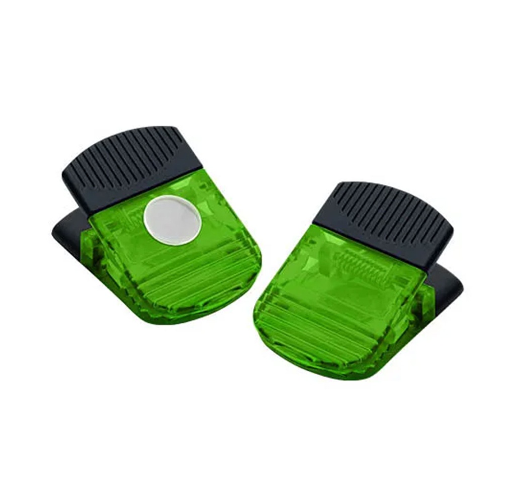 [P280203] clip, plástico, verde,  nd, con iman