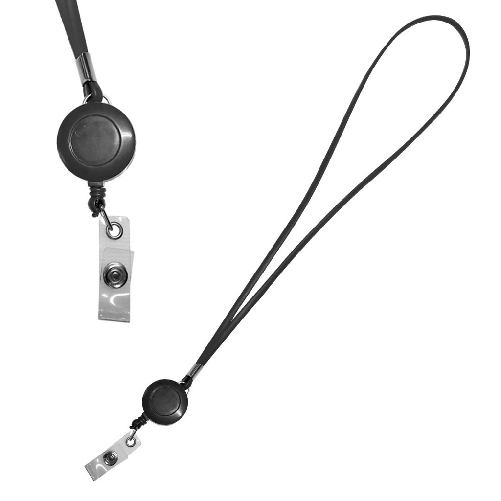 [P220879] cinta porta-gafete, silicón, negro, 49cm centimetros, con yoyo plástico