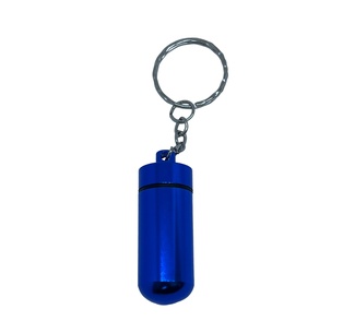 llavero pastillero tubular de aluminio azul 4.8*1.7cm