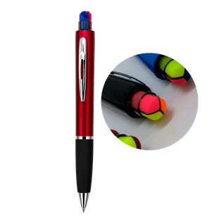 lapicero luminous, con goma antideslizante, rojo, y 3 resaltadores ,