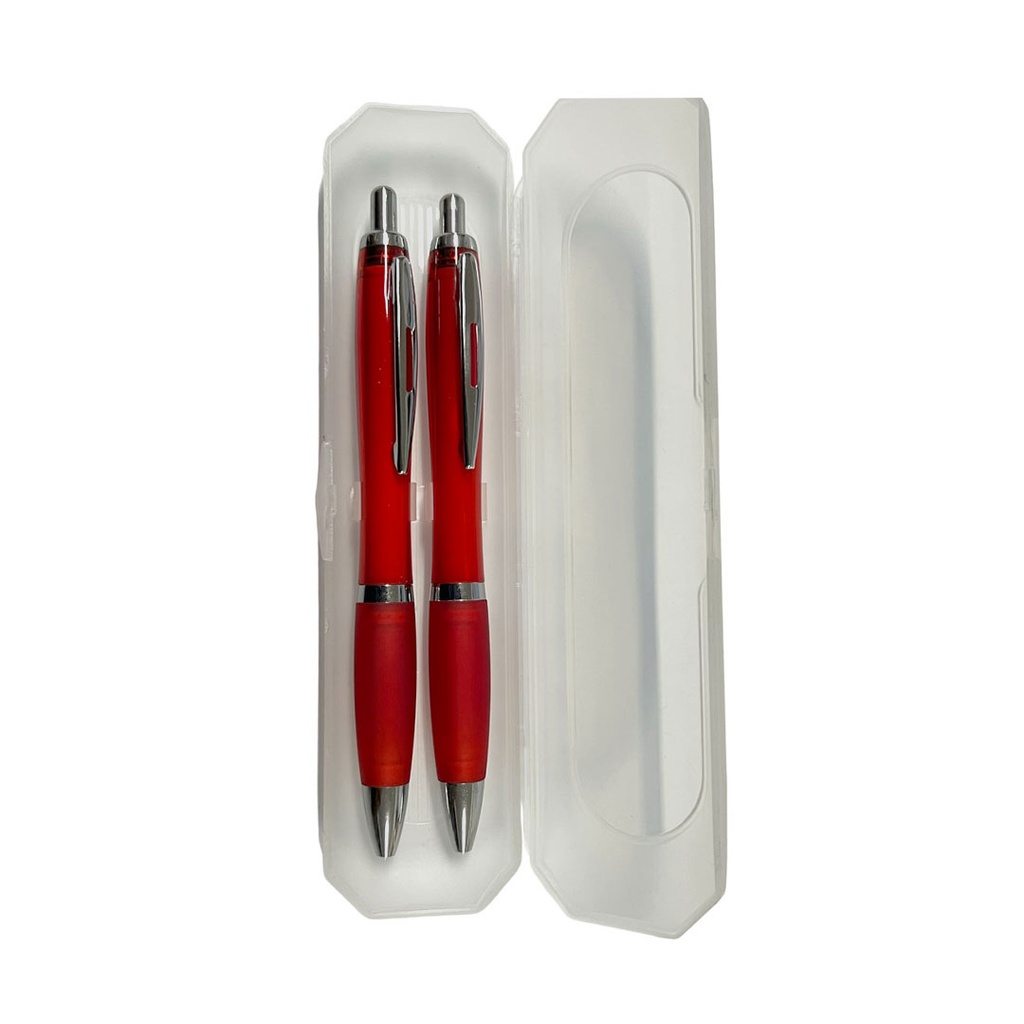 [P280822] set, plástico, rojo, 14 centimetros, de lapicero y, portaminas en estuche