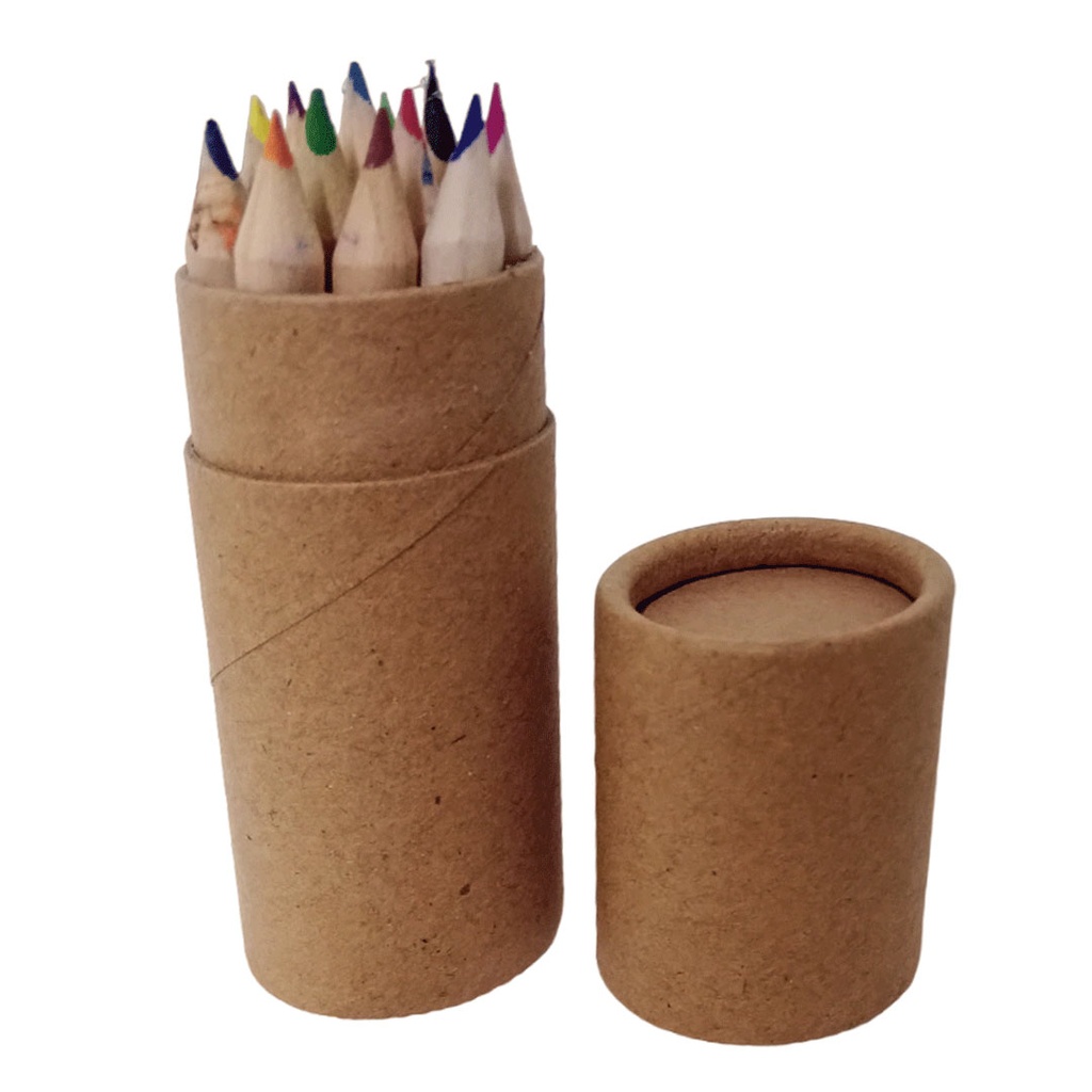 [E389190] bote de crayones de madera, cartón, , 10.2*3.2 centimetros, 12 colores