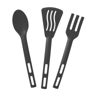 set de utensilios, plástico, negro, 24 centimetros, set 3 piezas