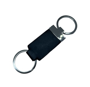 llaveros, cuero, negro,  nd, rectangular con doble argolla