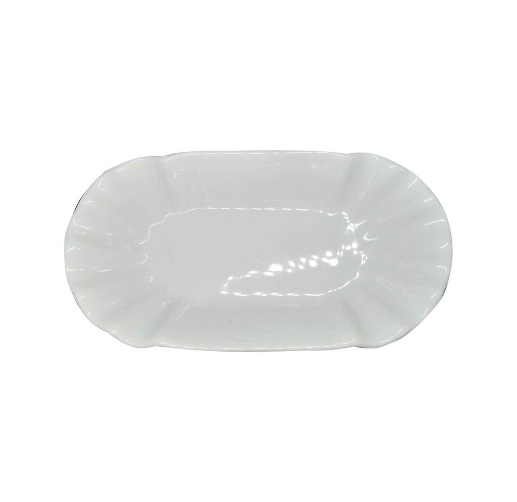 [H522247] plato, cerámica, blanco, 8 pulgadas, forma de concha