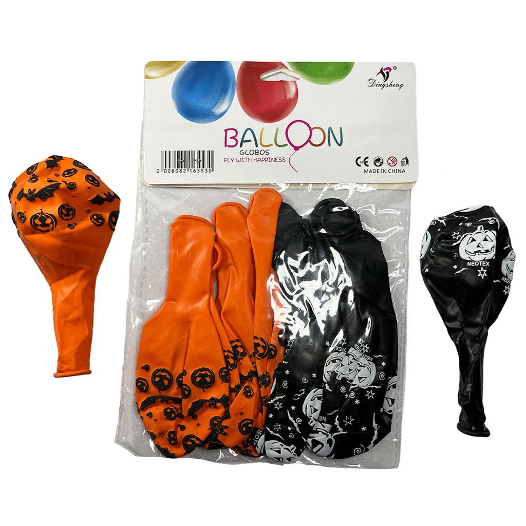 [F410200] set de globos, latex, negro,  nd, 10 globos de 12 pulgadas halloween