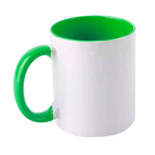 taza, cerámica, verde, 8.2* h9.5 cm 11 oz , para sublimar color en interior y oreja