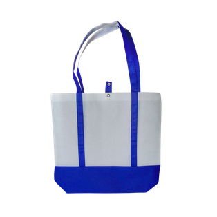 bolsa, tela ecológica, blanca, fajas color azul , reflex 42*37*11.5 cm ava