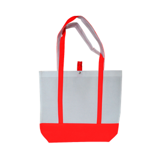 bolsa, tela ecológica, blanca, fajas color rojo , 42*37*11.5 cm ava