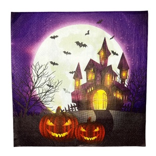 servilletas, papel, personalizado, 33*33 centimetros, cuadrada con diseño de calabaza