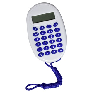 calculadora digital con pita, plastico, azul reflex