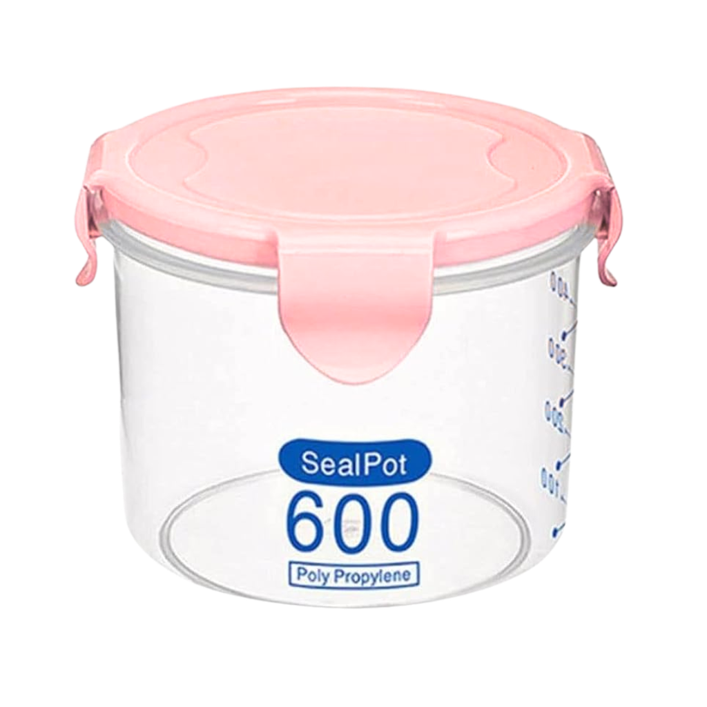 [H541027] recipiente cilindrico, plástico, rosado, 9.5*8.5  cm 600 mililitro, con tapadera,