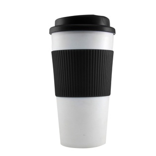 vasos, plástico, blanco, 600 mililitro, con agarrador de silicon negro