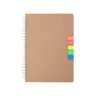 Libretas, papel, color natural, 17.5*22 cm, con notas adhesivas lapicero ecológico