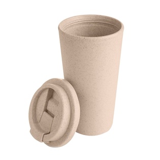 vaso, fibra de trigo, color natural, 450 ml , cafetero con tapa