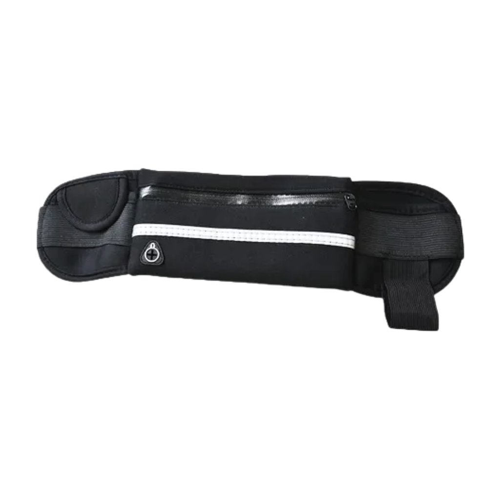 [P266009] cangurera, poliester, negro, 18*38 centimetros, impermeable con salida para audifonos