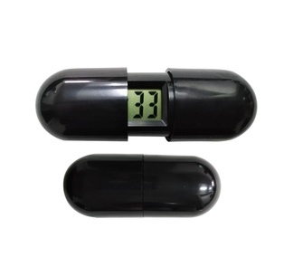 relojes, plástico, negro,  nd, en forma de pildora