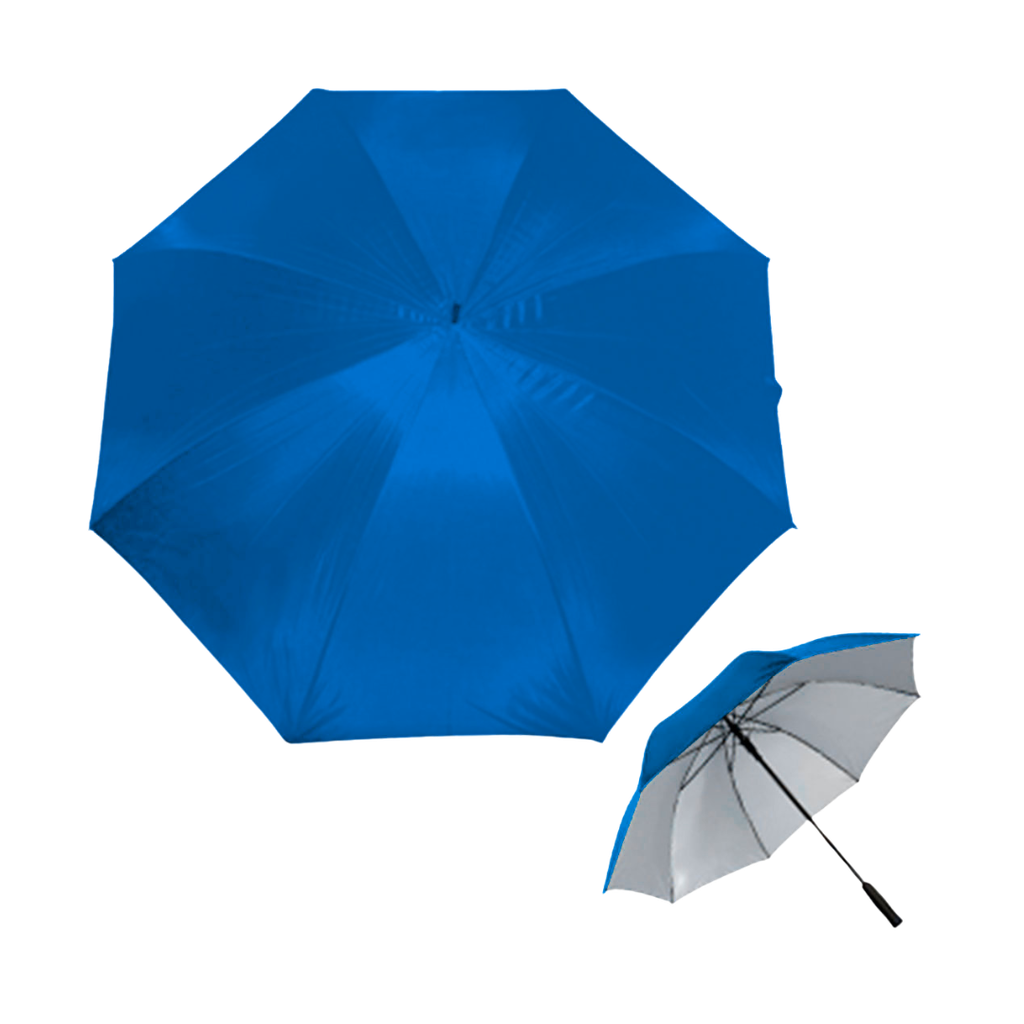 [P250457] sombrillas, poliester, azul reflex, 120*140 centimetros, fondo plateado