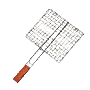 parrilla, metal, color natural, 25*35.5 centimetros, rectangular de mano para asar