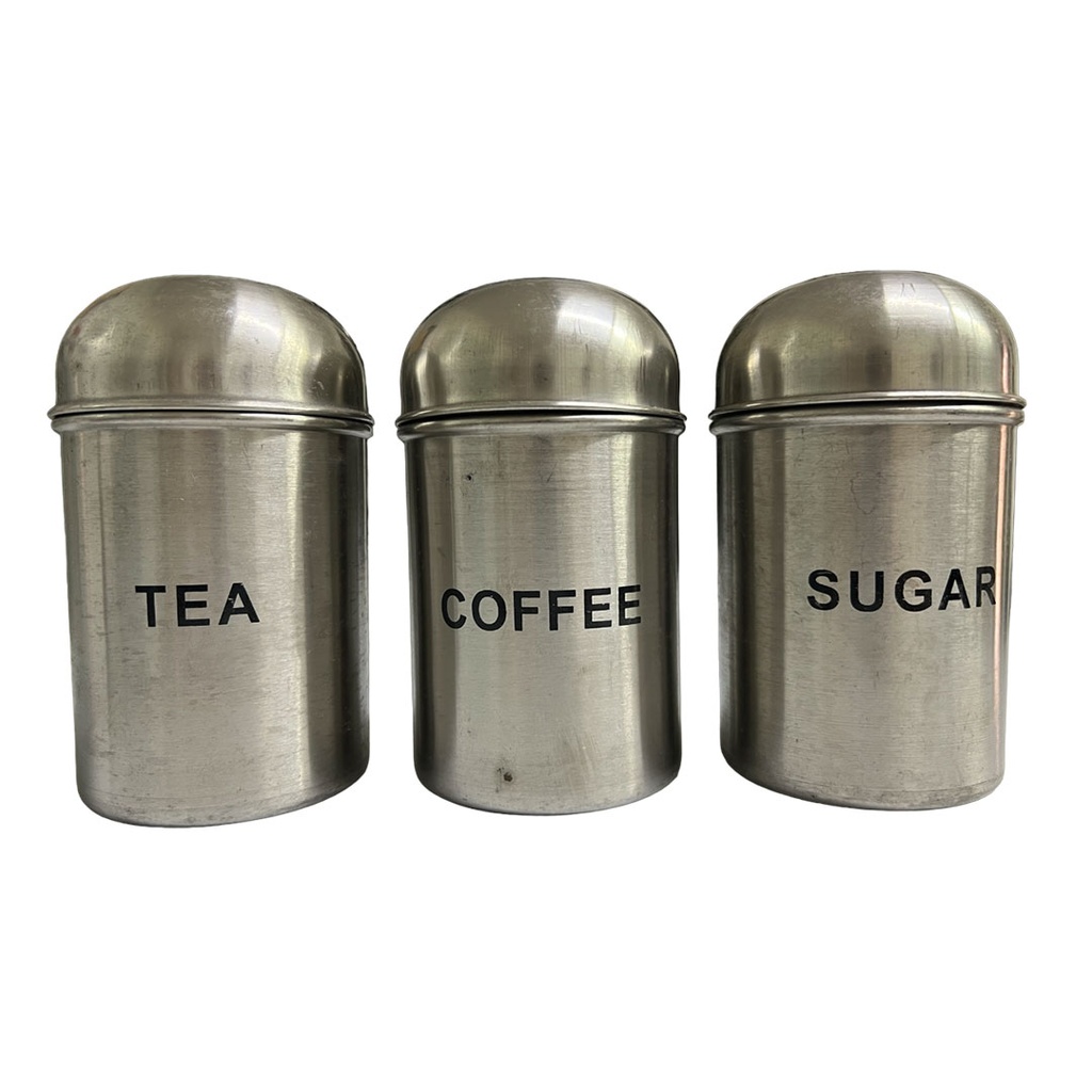 [H531198] dome canister 3pc set (tea/coffee sugar) (9 cm)