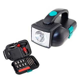linterna de mano, , negro, 12.7/9.3*19.3 centimetros, con 24 pcs de herramientas