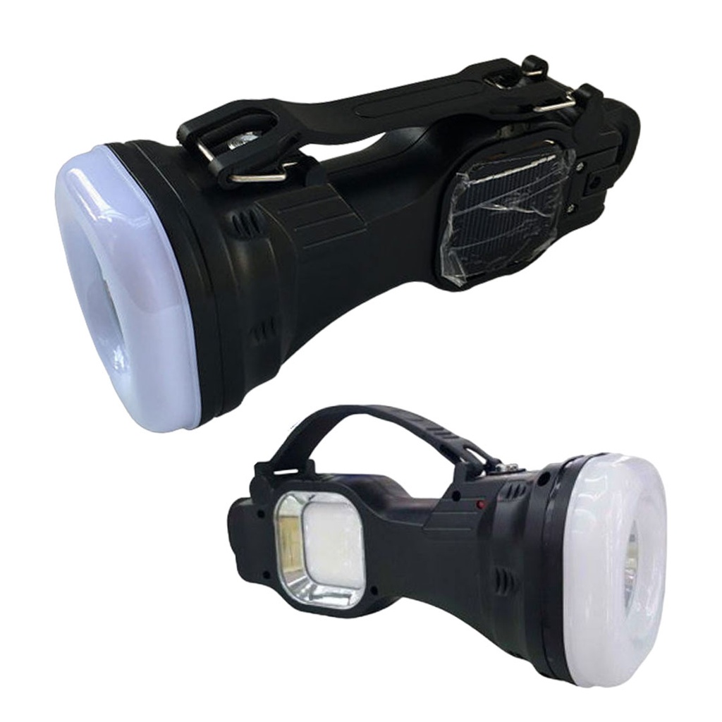[H950374] linterna de mano, plástico, negro, con baterias y , cargador solar