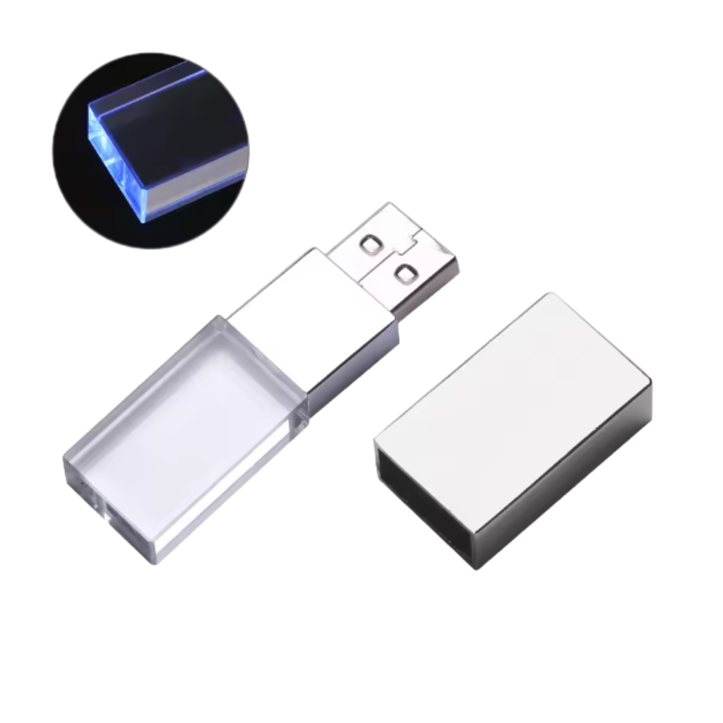 [TG104129] Usb, Vidrio, Luz Led Azul, 32 Gb , Rectangular ,