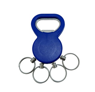 LLAVERO DESTAPADOR AZUL CON 4 ARGOLLAS