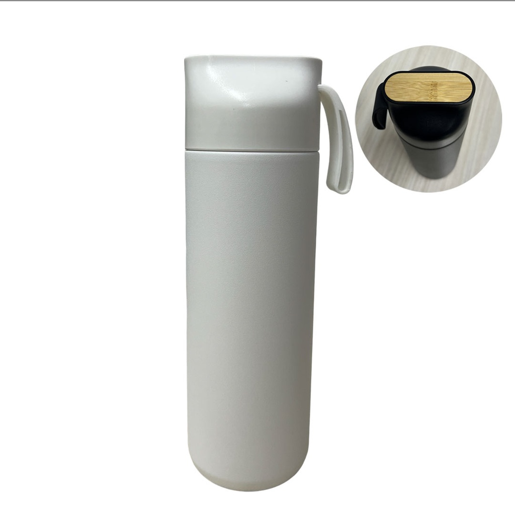 [P251334] Pachon, Acero Inoxidable, Blanco, 600 Ml Camly 7*23 , Doble Pared Top De Bambu